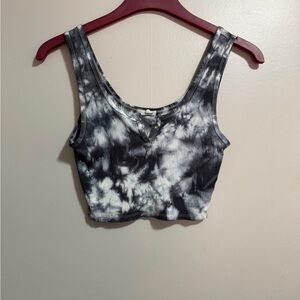 Garage Black and White Tie-Dye Crop Top